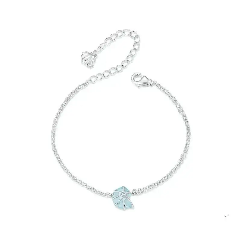 Blue Seashell Link Chain Bracelets